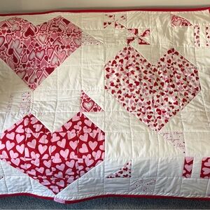 Heart Patterned Baby Quilt in Red and White